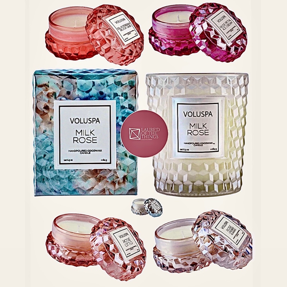 Voluspa Candle Set - 5 Diamond Mini Collection + Milk Rose
